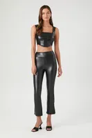 Women's Faux Leather Ankle Leggings Black