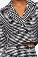 Women's Houndstooth Double-Breasted Blazer Black/White