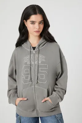 Women's New York City Zip-Up Hoodie in Dark Grey Small