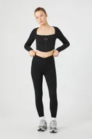 Women's Active Zip-Up Curved-Hem Crop Top