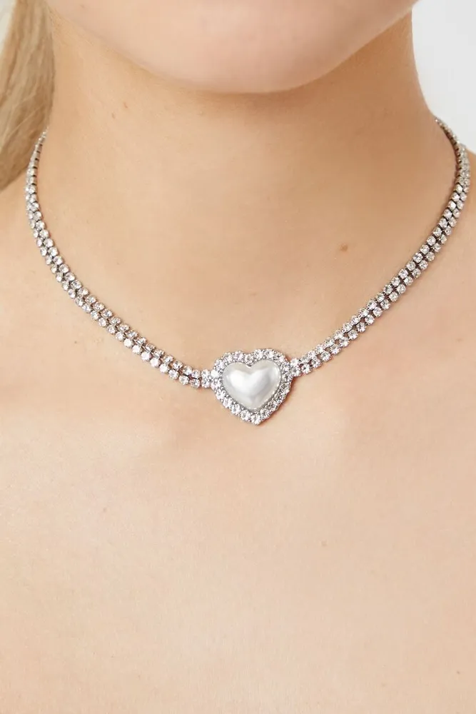 Pearl and Heart Charm Body Chain - Pearl / One Size