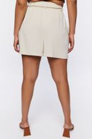 Women's Chain Belt Pintucked Shorts in Tan, 1X