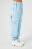 Women's Twill Cargo Joggers in Sky Blue, XL