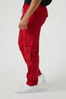 Men Drawstring Cargo Joggers Ruby