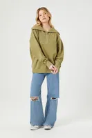 Women's Half-Zip Fleece Pullover in Olive, XS