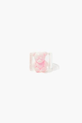 Women's Teddy Bear Cocktail Ring in Pink/White, 6