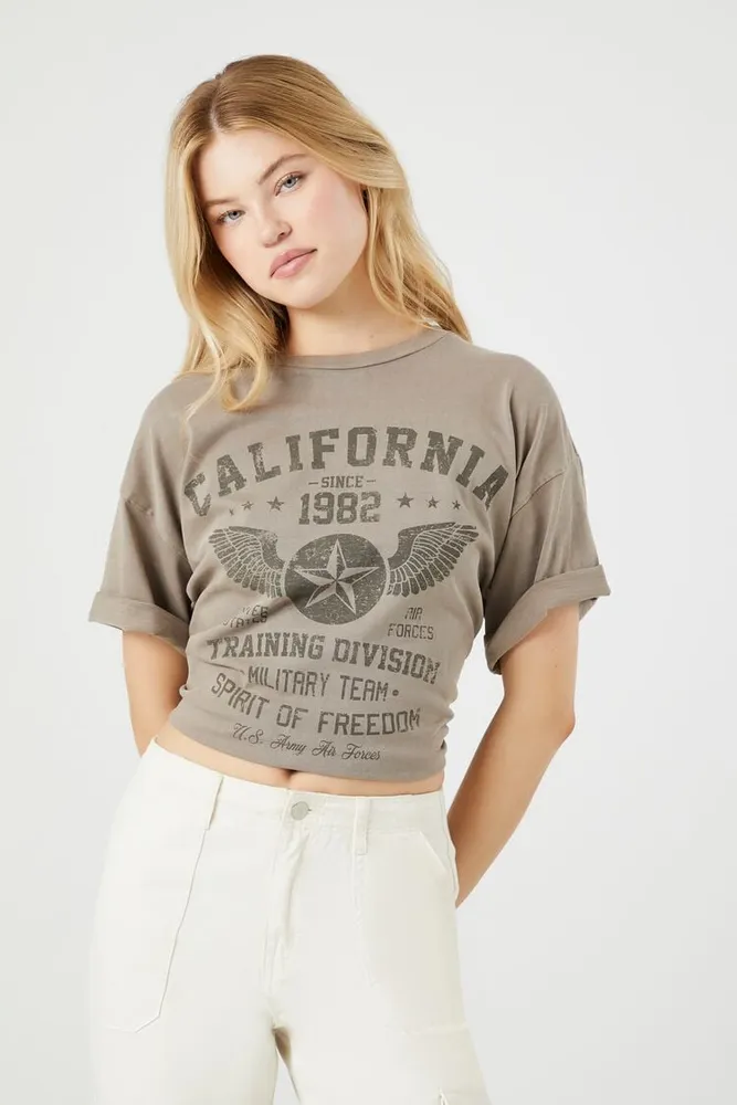 Women's California Training Division Graphic T-Shirt in Khaki Medium