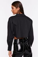 Women's Cropped Drop-Sleeve Shirt in Black Medium