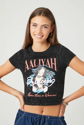 Women's Aaliyah Graphic Baby T-Shirt in Charcoal Medium