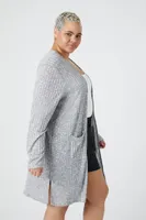 Women's Open-Front Cardigan Sweater in Heather Grey, 2X