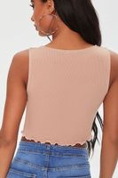 Women's Ribbed Split-Hem Crop Top in Walnut/White Medium