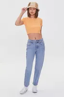 Women's Ribbed Sweater-Knit Crop Top in Banana Cream, XS