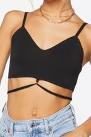 Women's Cutout Sweater-Knit Cropped Cami Black