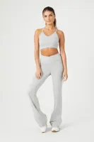 Women's Seamless Strappy Longline Sports Bra in Heather Grey Small