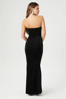 Women's Velvet Strapless Maxi Dress