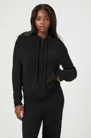 Women's Hooded Zip-Up Sweater in Black Medium