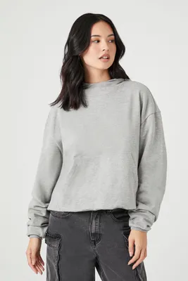 Women's French Terry Drop-Sleeve Hoodie in Heather Grey Large