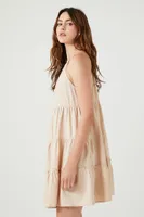 Women's Tiered Halter Shift Mini Dress in Oatmeal Small