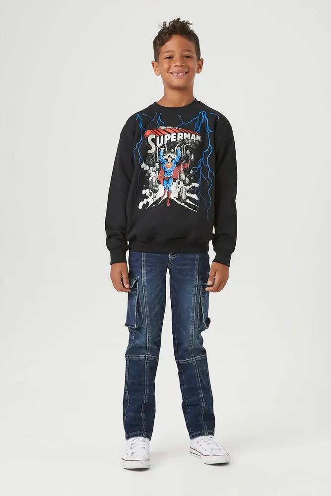 Kids Superman Pullover (Girls + Boys) in Charcoal, 13/14