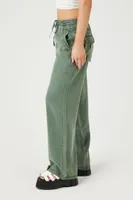 Women's High-Rise Drawstring Wide-Leg Pants in Olive, XS