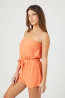 Women's Geo Strapless Swim Cover-Up Romper Sherbert