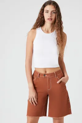 Women's Frayed Bermuda Shorts in Chestnut Large