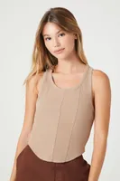 Women's Ribbed Knit Racerback Tank Top in Ash Brown, XL