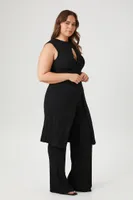 Women's Sweater-Knit Tunic & Pants Set in Black, 3X