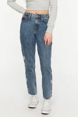 Women's Heart Embroidered Straight-Leg Jeans in Medium Denim, 29
