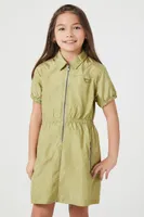 Girls Zip-Up Nylon Dress (Kids) in Turtle Green, 11/12