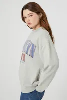 Women's French Terry Brooklyn Graphic Pullover in Heather Grey, XS