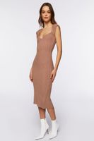 Women's Sweater-Knit Ribbed Midi Dress in Taupe Medium