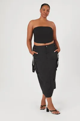 Women's Cargo Midi Skirt in Black, 1X