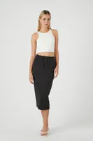 Women's French Terry Midi Skirt in Black, XS