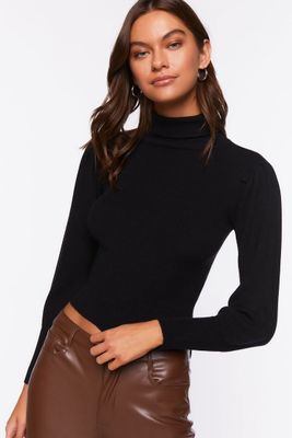 Women's Long-Sleeve Turtleneck Sweater in Black Medium
