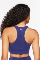 Women's Cotton-Blend Longline Sports Bra in Navy, XS