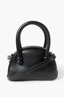 Women's Faux Leather Crossbody Bowler Bag in Black