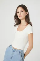 Women's Cropped Rib-Knit T-Shirt