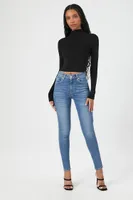 Women's Fitted Mock Neck Sweater in Black Large