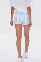 Women's Striped Drawstring Twill Shorts in Sky Blue/White Small