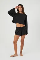 Women's Drawstring Pajama Shorts in Black Small