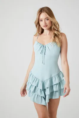 Women's Cutout Ruffle-Tiered Mini Dress