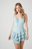 Women's Cutout Ruffle-Tiered Mini Dress