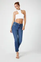 Women's Curvy High-Rise Straight Jeans Denim,