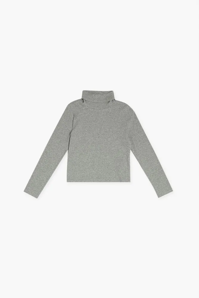 Girls Turtleneck Long-Sleeve Top (Kids) in Heather Grey, 11/12