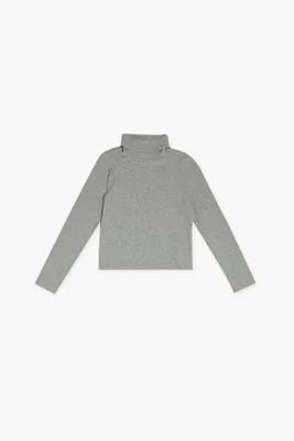 Girls Turtleneck Long-Sleeve Top (Kids) in Heather Grey, 13/14