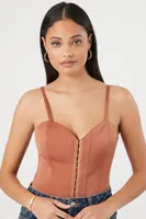 Women's Sweetheart Curved-Hem Bustier in Brown, XS