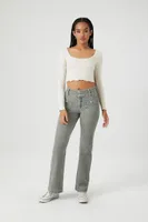 Women's Pointelle Knit Crop Top