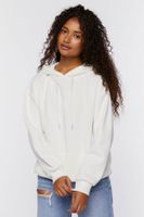 Women's Studded Flame Cutout Hoodie in Cream/Silver Large