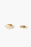 Women's Faux Pearl Ring Set in Gold/Cream, 7